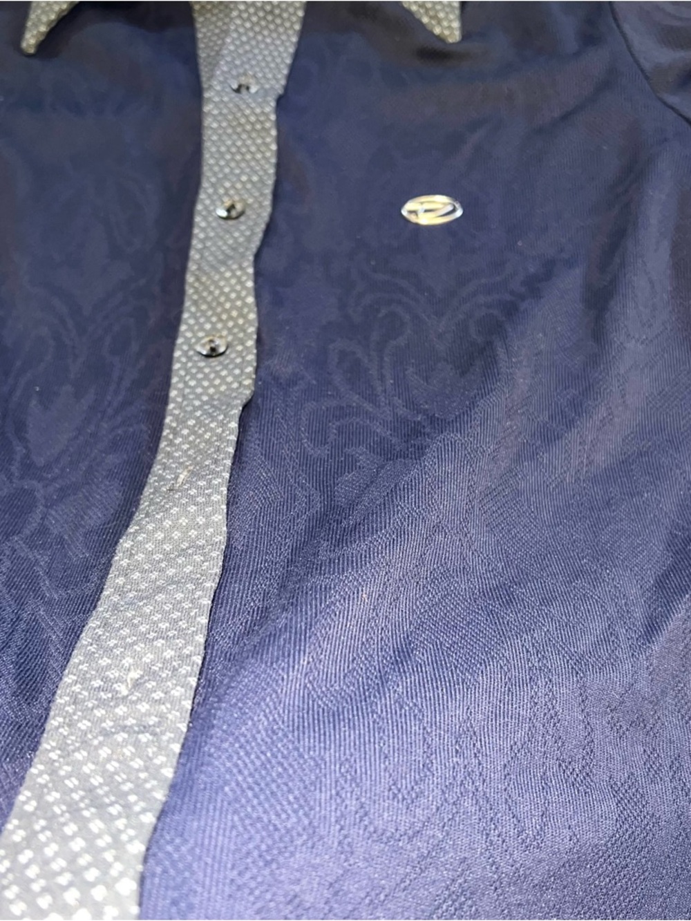 Diesel Industry Mens Vtg shirt Large Sweater Burnout Blue Cardigan Button Preppy - Picture 11 of 15